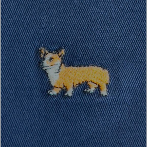 Boys Corgi Print Chino Pants Blue Casual Puppy Dog Pattern - Picture 6 of 7